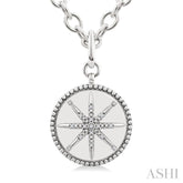 1/20 Ctw Compass medallion Single Cut Diamond Pendant With Chain in Sterling Silver